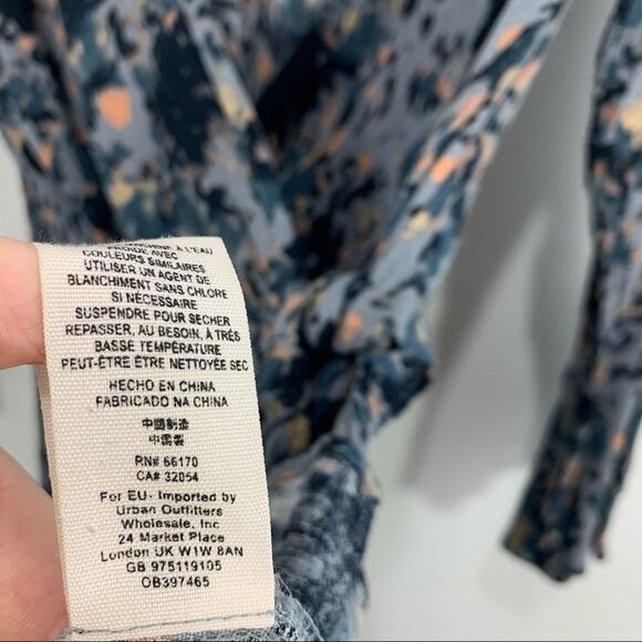 Free People All The Right Ruffles Blue Rain Faux Wrap Romper Small - Picture 9 of 12